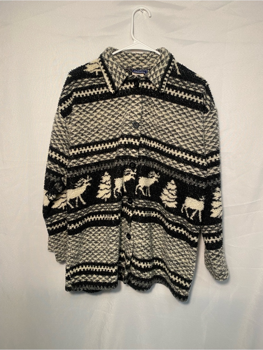 Susquehanna Trail Outfitters Cozy Black & Cream Nordic Button-Up Sweater Jacket